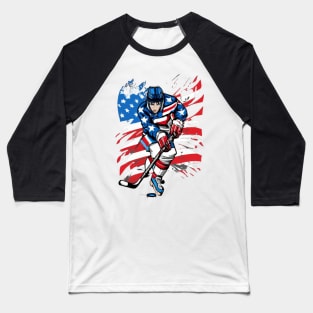 Hockey American Flag  design Hockey Baseball T-Shirt